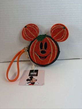 Disney Mickey Mouse Pumpkin Rhinestone Wristlet | Handmade Halloween